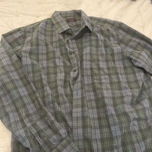 Mens untuckit slim fit large long sleeve button down flannel shirt